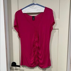 Rafaella Fuchsia Ruffle Front Blouse